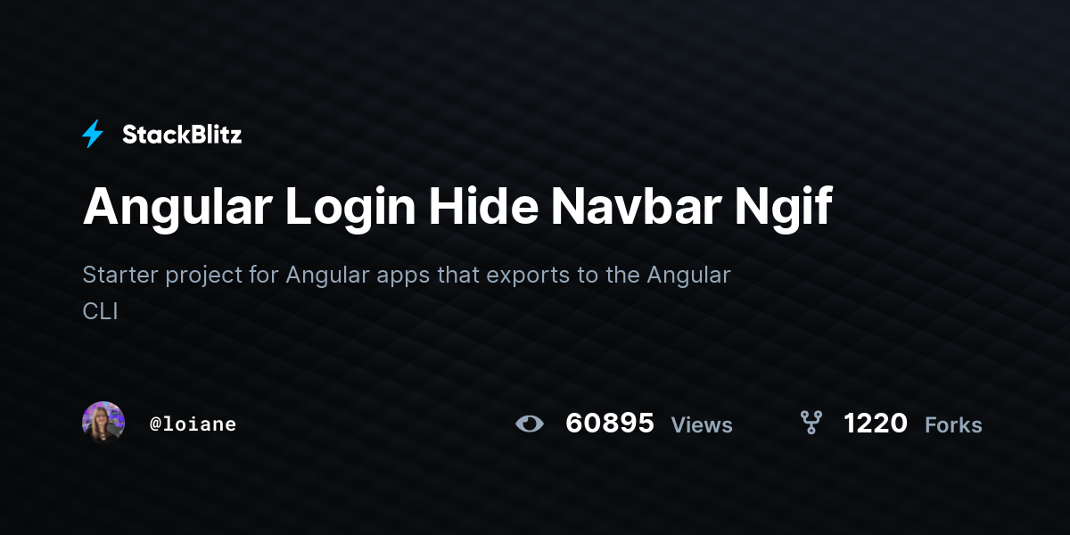 Angular Login Hide Navbar Ngif - StackBlitz