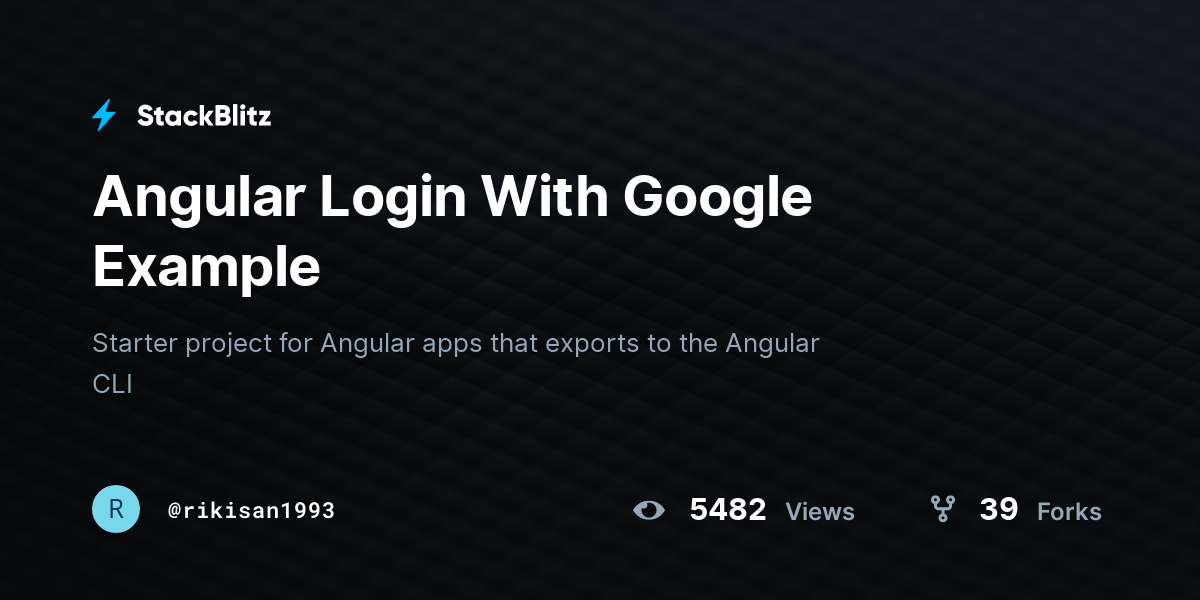 Angular Login With Google Example - StackBlitz