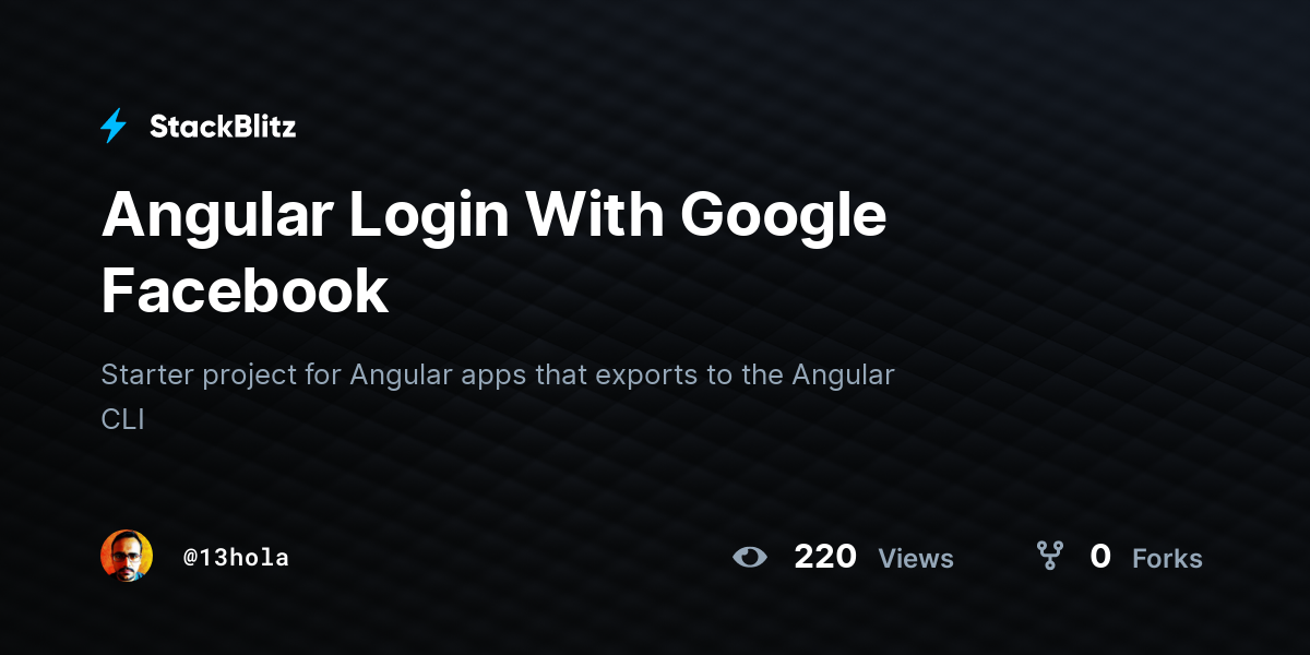 Angular Login With Google Facebook - StackBlitz