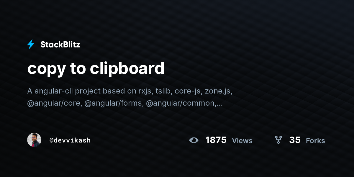 copy to clipboard - StackBlitz