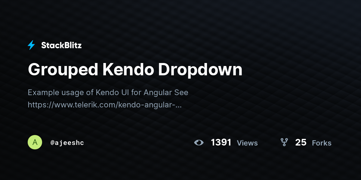 Grouped Kendo Dropdown - StackBlitz