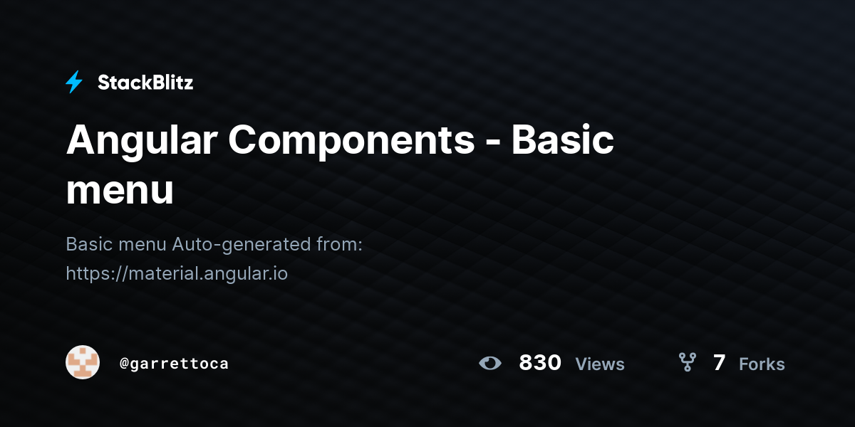 Angular Components - Basic menu - StackBlitz