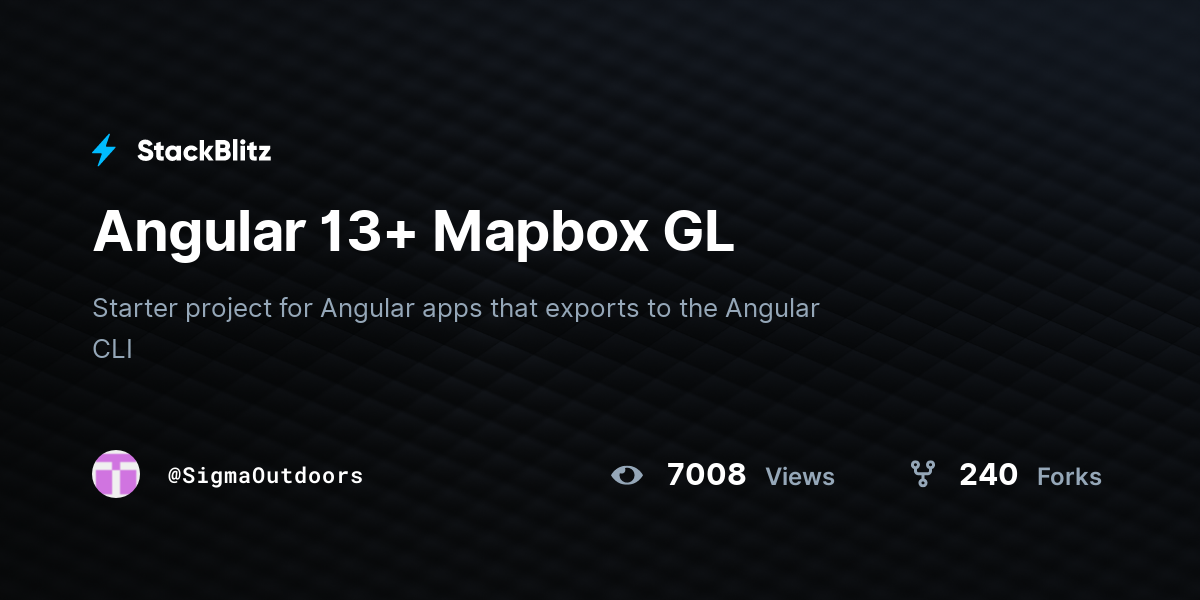 Angular 13+ Mapbox GL - StackBlitz