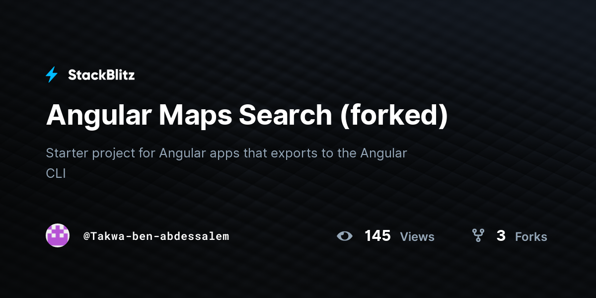 Angular Maps Search (forked) - StackBlitz