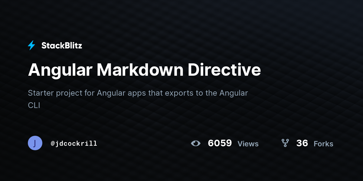 Angular Markdown Directive - StackBlitz