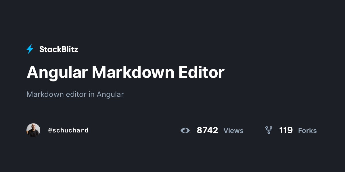 Angular Markdown Editor - StackBlitz