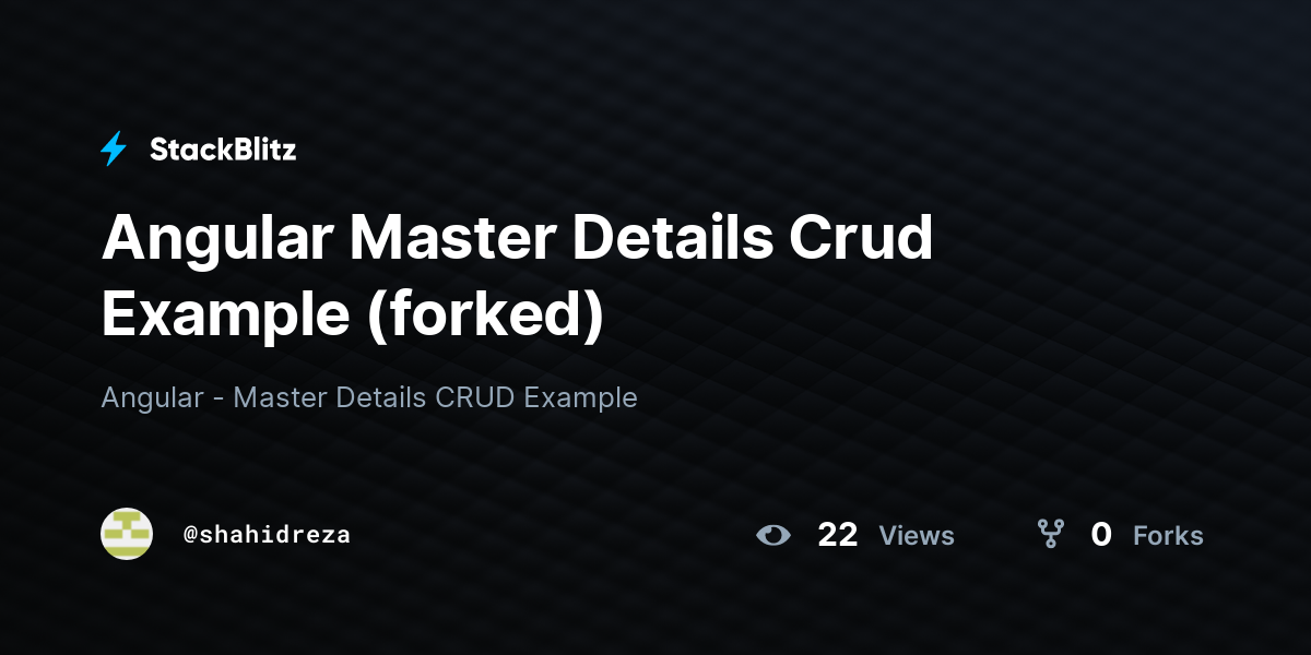 Angular Master Details Crud Example (forked) - StackBlitz