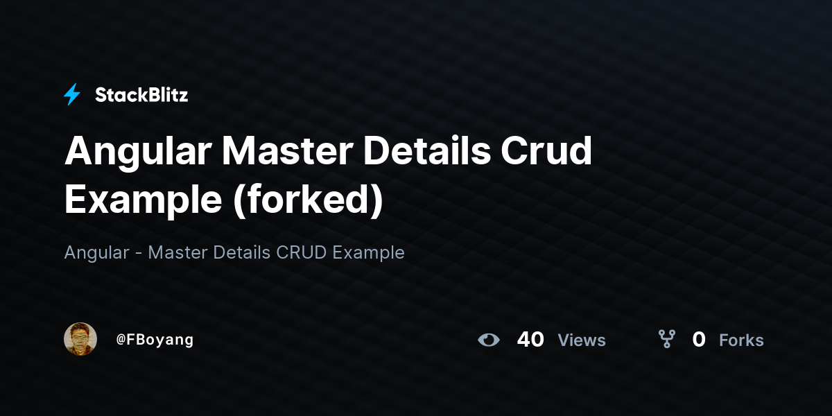 Angular Master Details Crud Example (forked) - StackBlitz