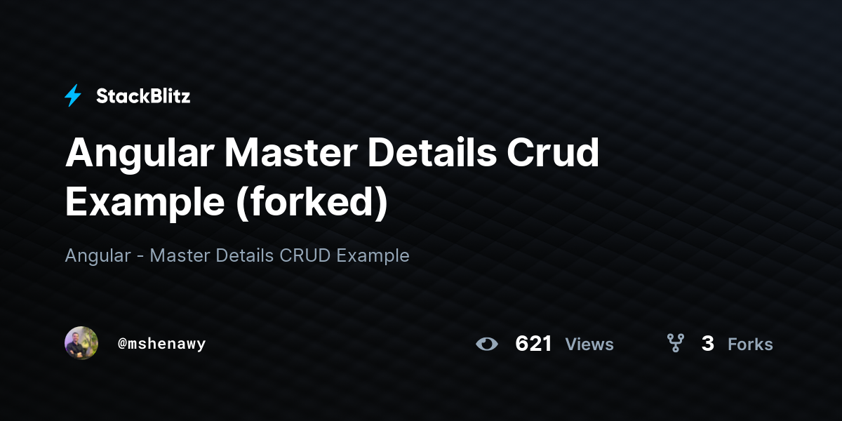 Angular Master Details Crud Example (forked) - StackBlitz