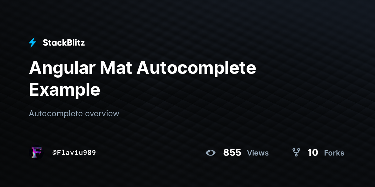 Angular Mat Autocomplete Example - StackBlitz