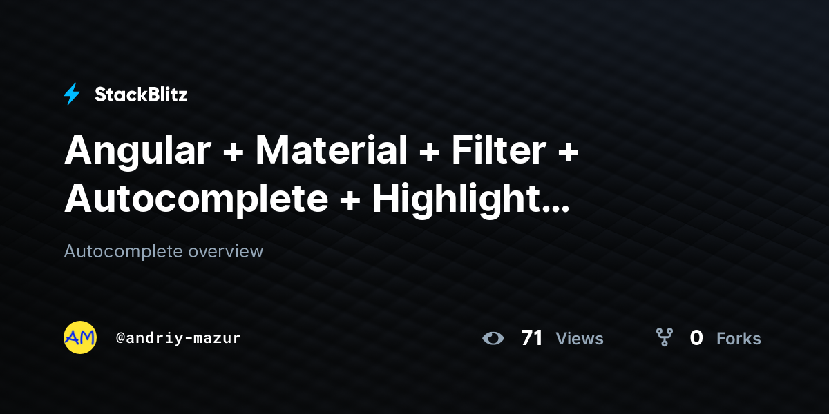 Angular + Material + Filter + + Highlight (forked