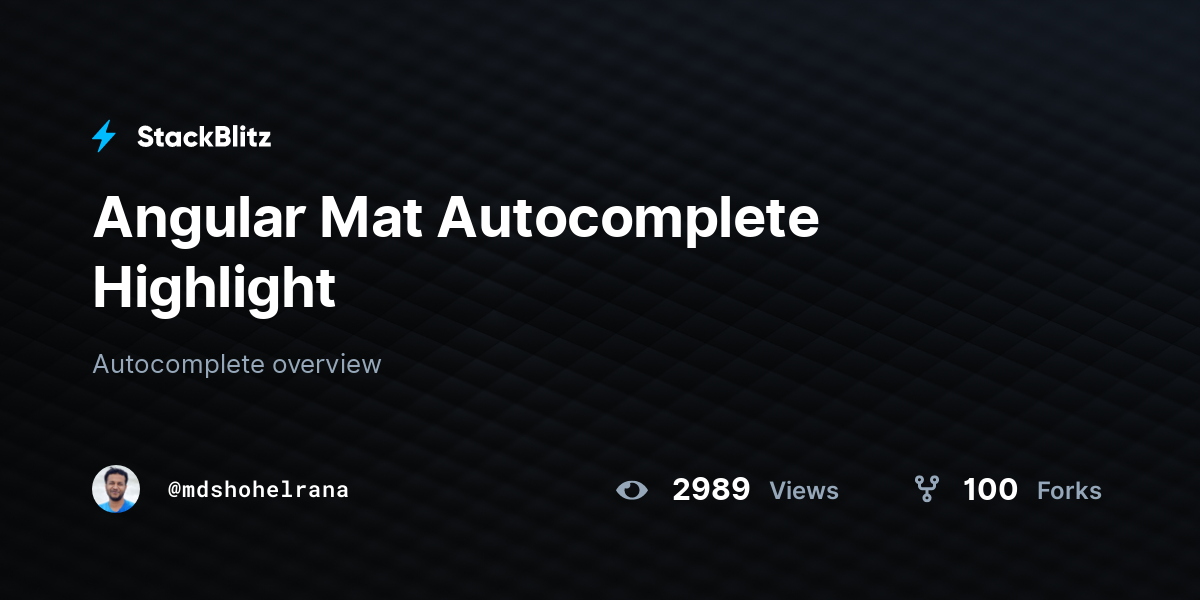 Angular Mat Autocomplete Highlight - StackBlitz