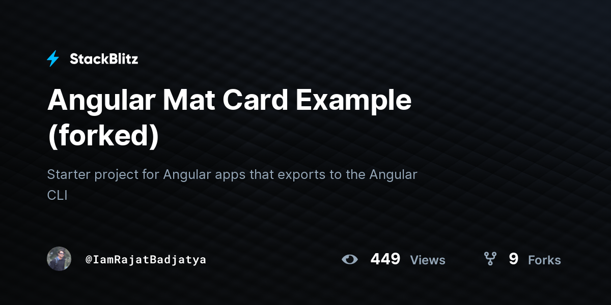 Angular Mat Card Example (forked) - StackBlitz
