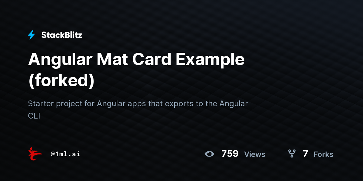Angular Mat Card Example (forked) StackBlitz