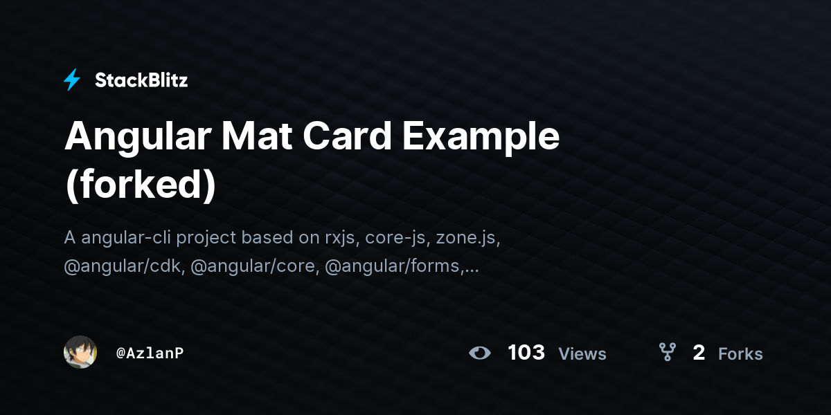 Angular Mat Card Example (forked) - StackBlitz