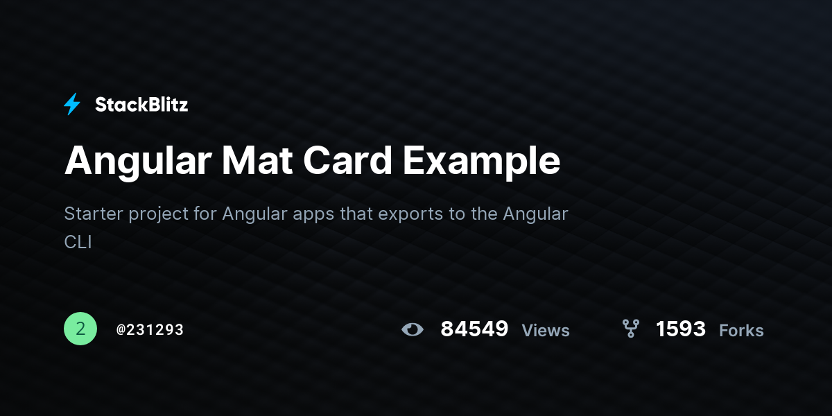 Angular Mat Card Example StackBlitz