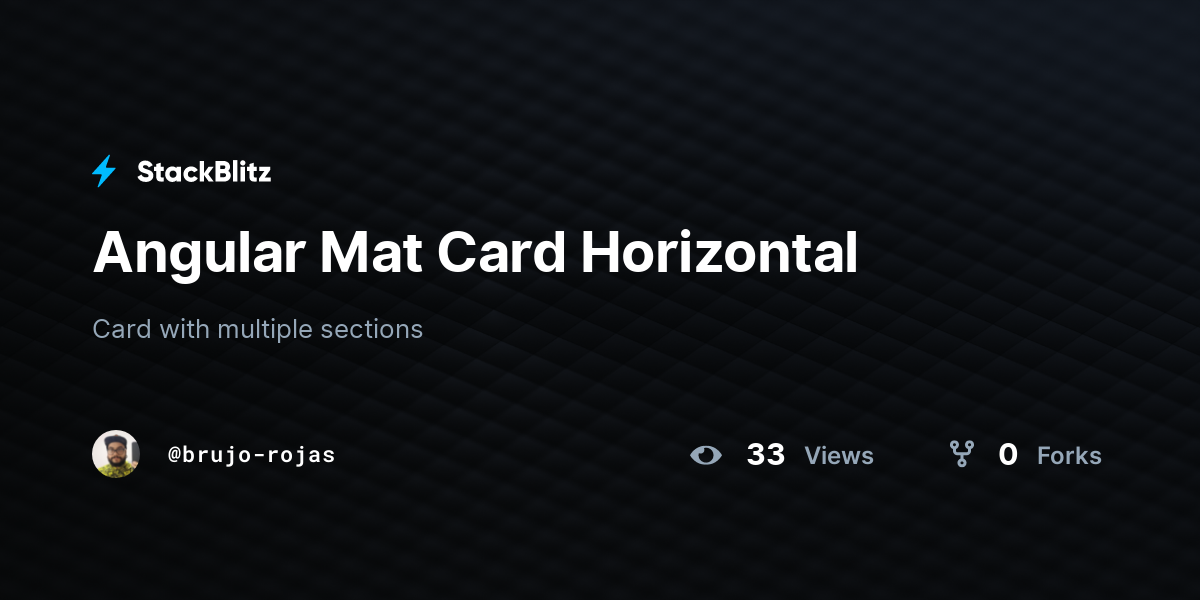 Angular Mat Card Horizontal - StackBlitz