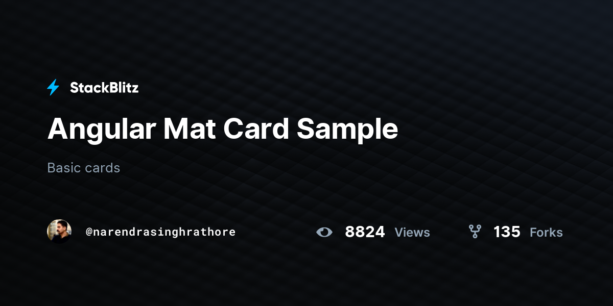 Angular Mat Card Sample - StackBlitz