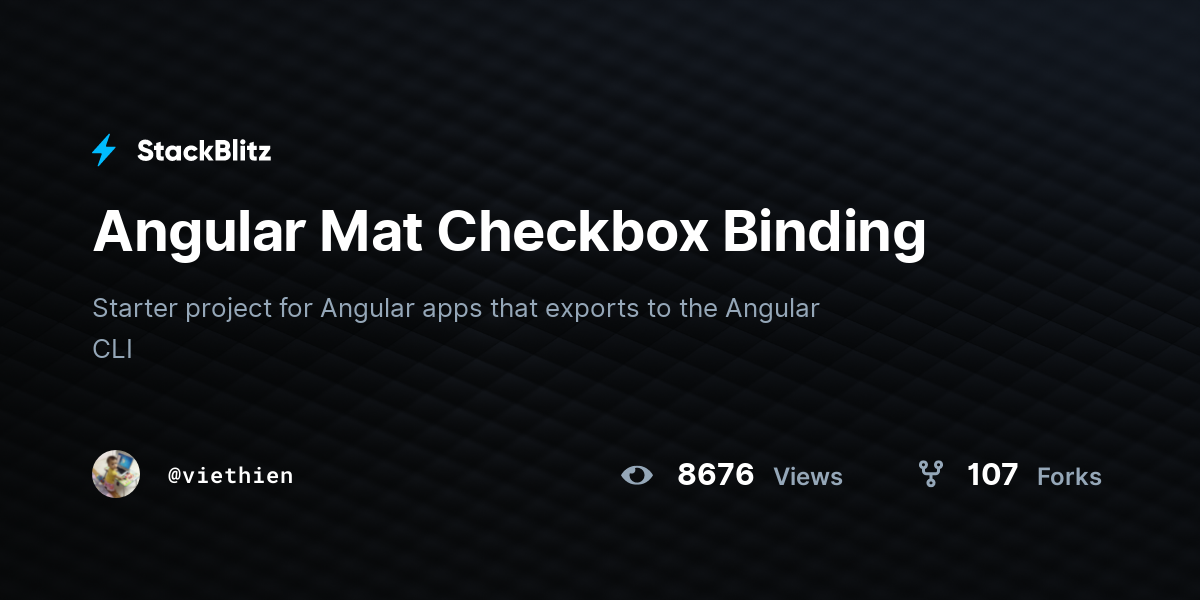 Angular Mat Checkbox Binding StackBlitz