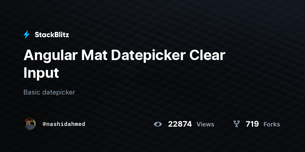 Angular Mat Datepicker Clear Input - StackBlitz