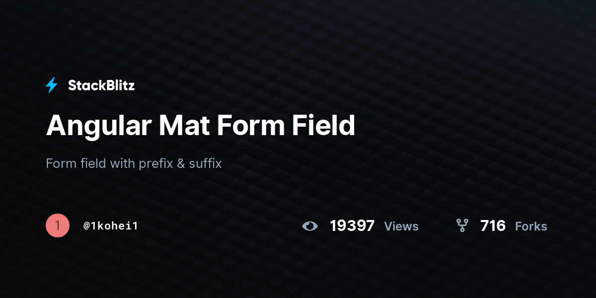 Angular Mat Form Field StackBlitz