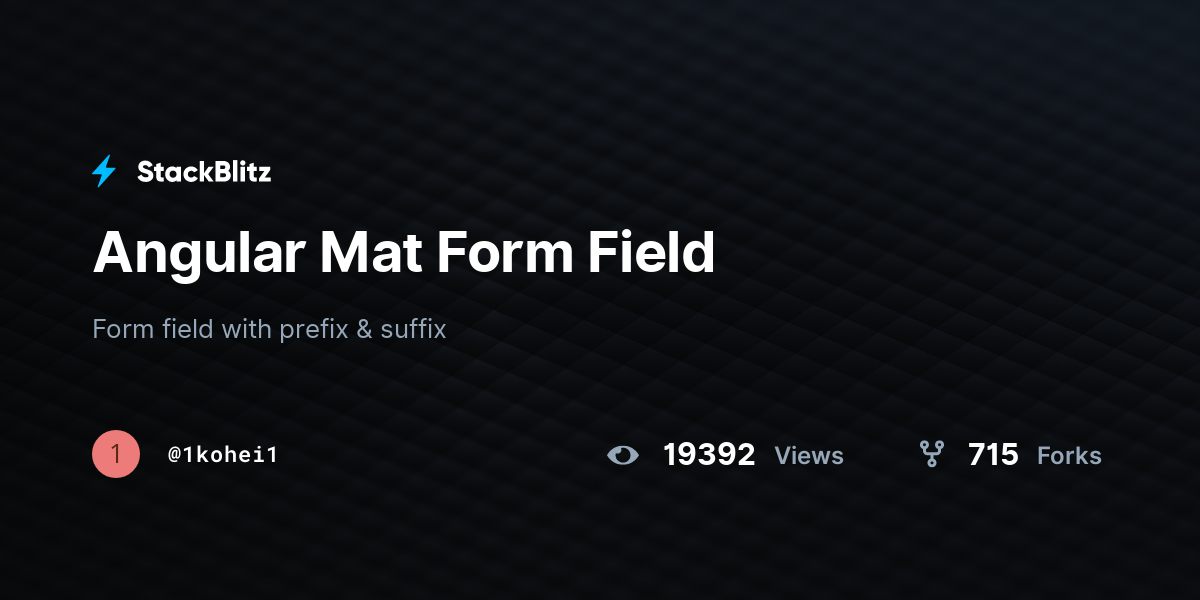 Angular Mat Form Field StackBlitz