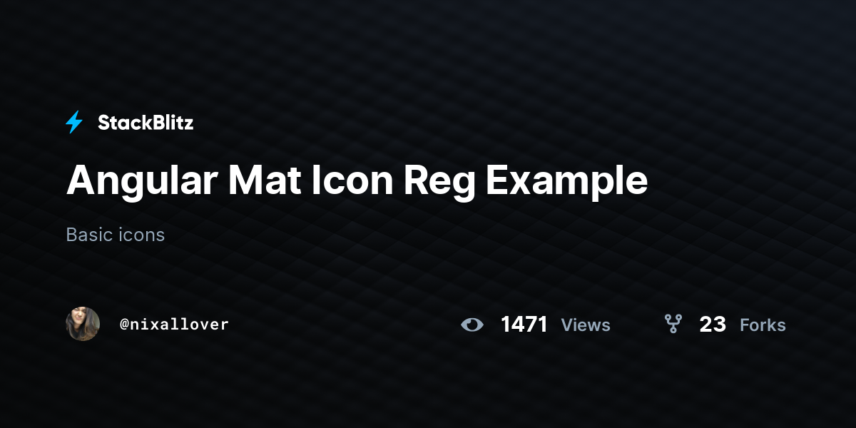 Angular Mat Icon Reg Example StackBlitz