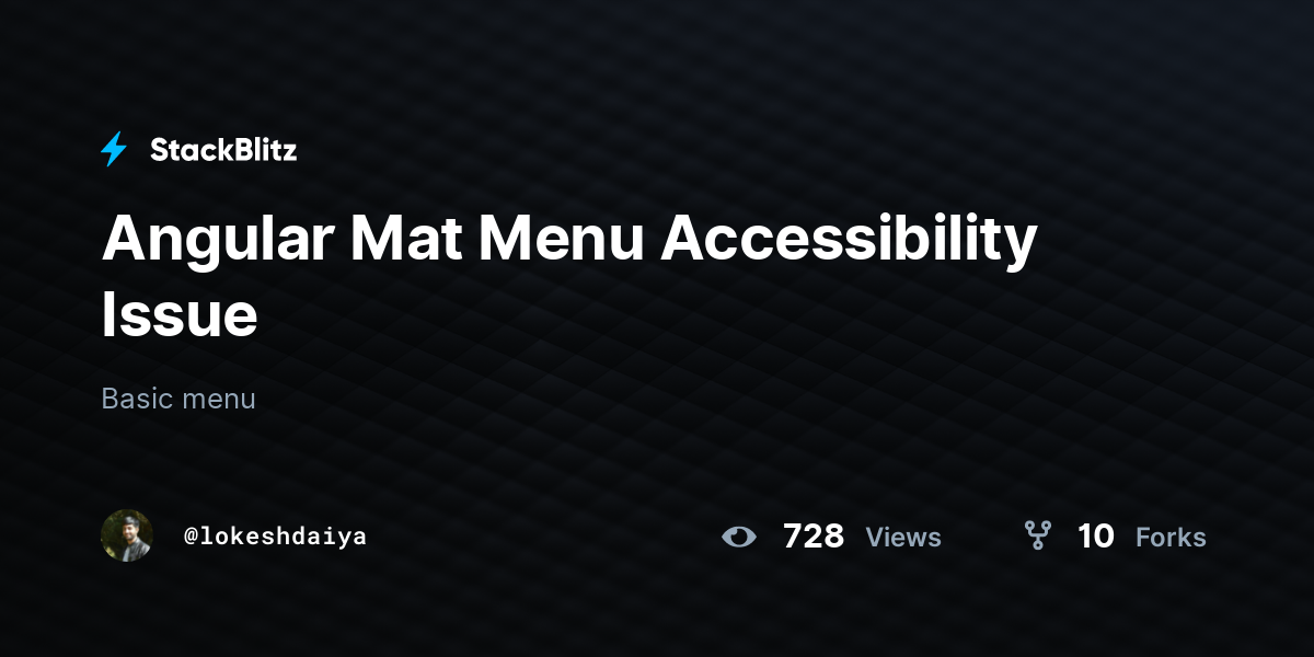 Angular Mat Menu Accessibility Issue - StackBlitz