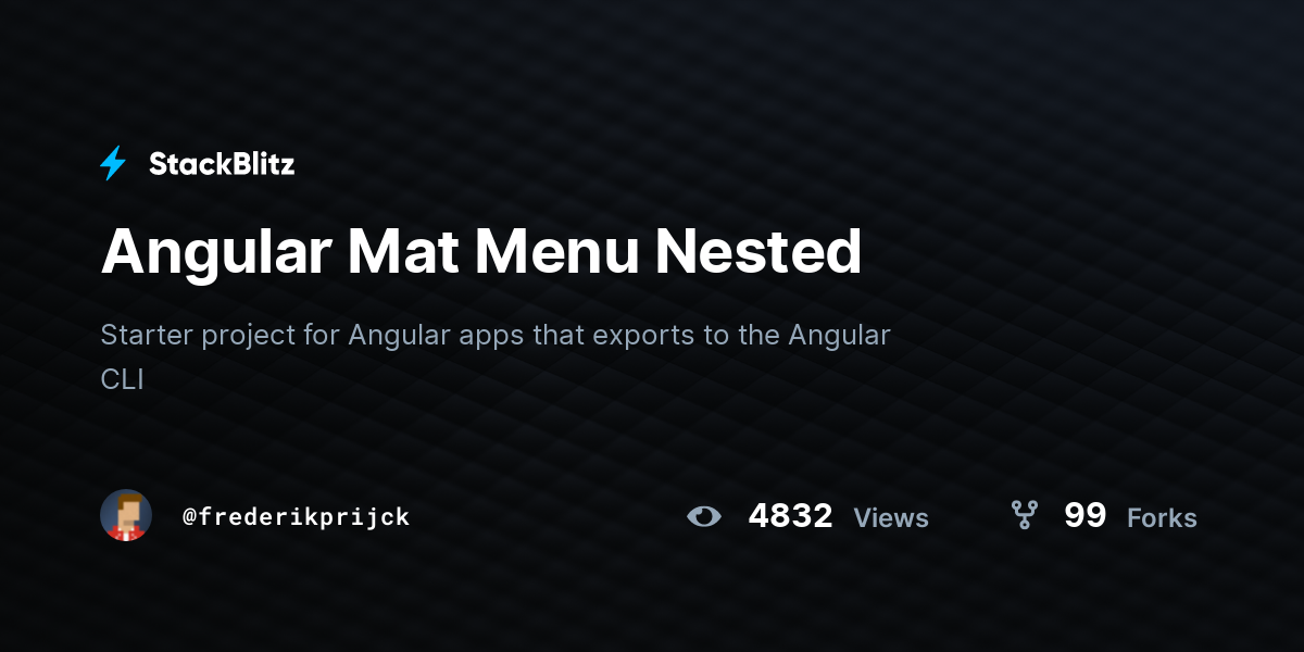 Angular Mat Menu Nested - StackBlitz