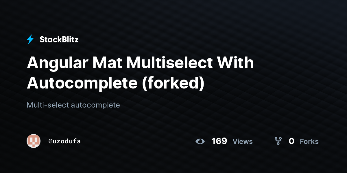 Angular Mat Multiselect With (forked) StackBlitz