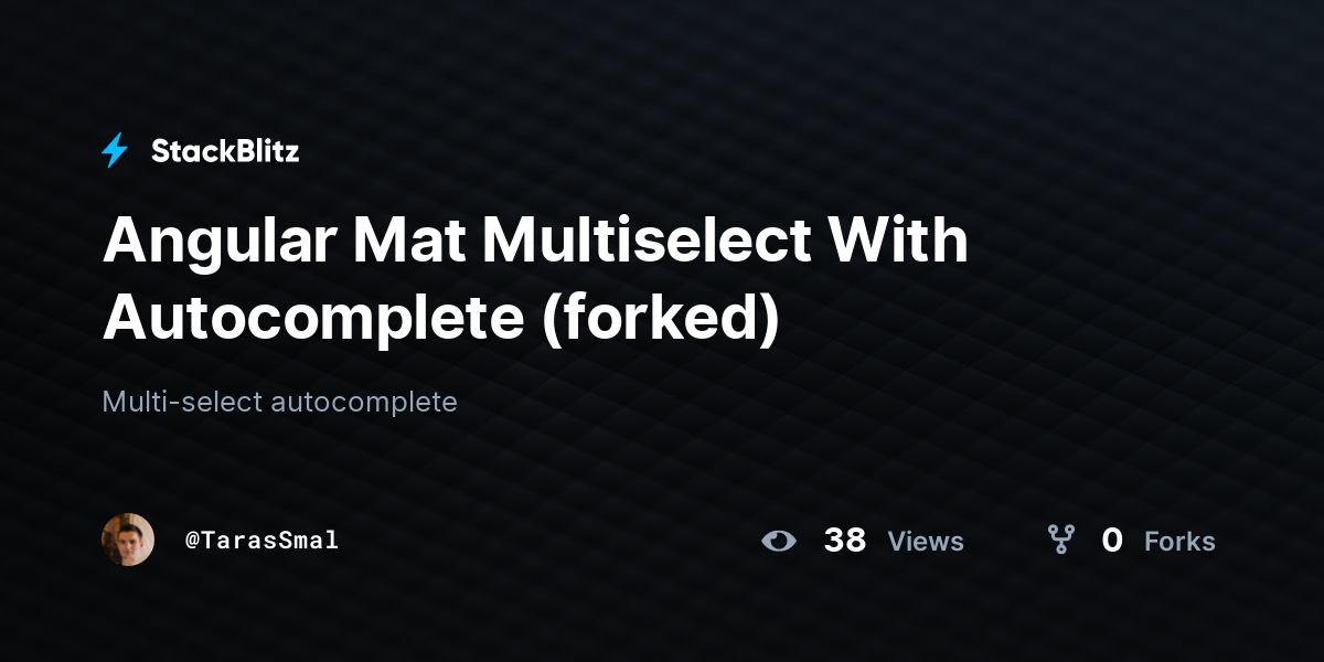 Angular Mat Multiselect With (forked) StackBlitz