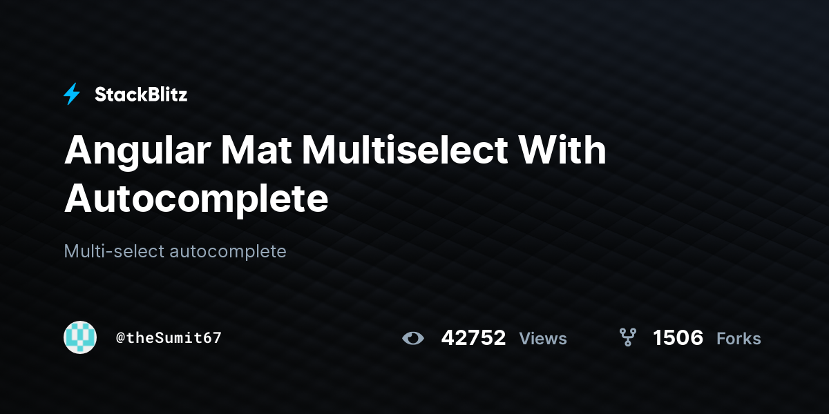 Angular Mat Multiselect With StackBlitz