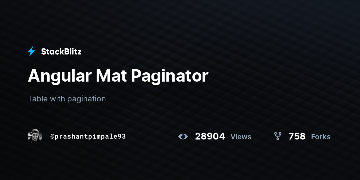 Angular Mat Paginator StackBlitz