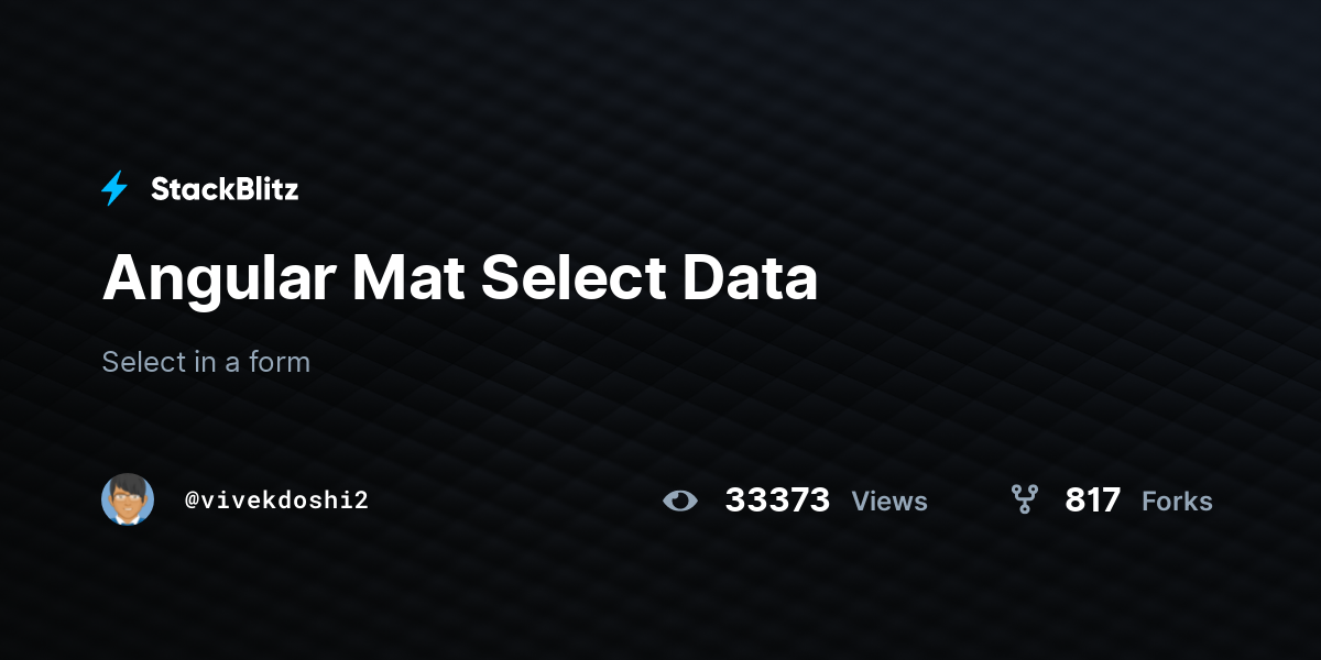 Angular Mat Select Data - StackBlitz