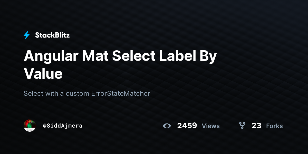 Angular Mat Select Label By Value StackBlitz