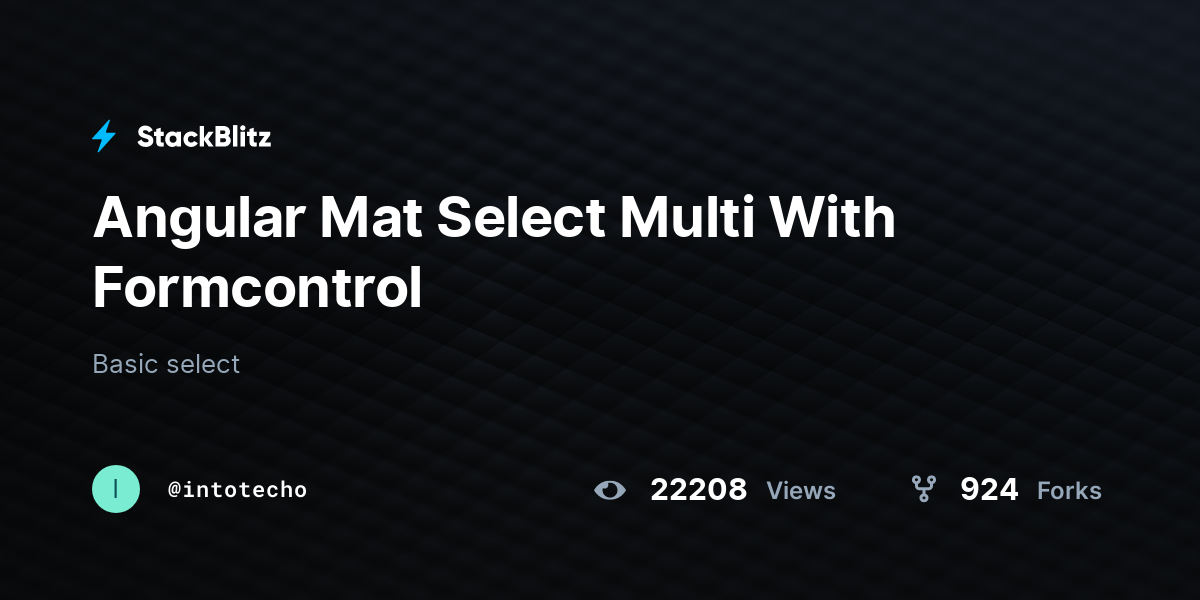 Angular Mat Select Multi With Formcontrol - StackBlitz