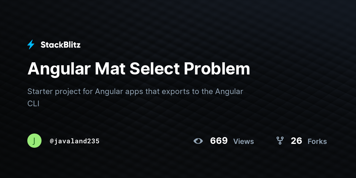 Angular Mat Select Problem - StackBlitz