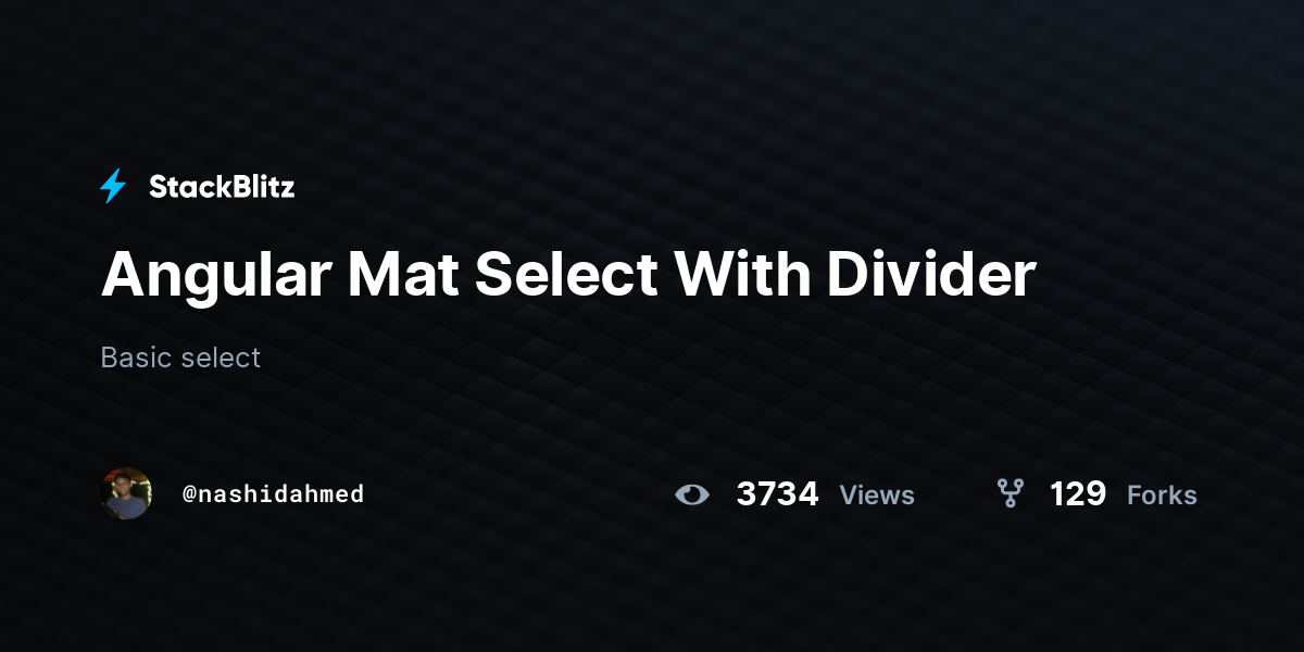 Angular Mat Select With Divider - StackBlitz