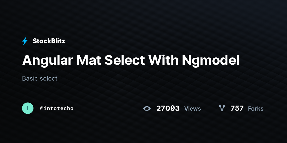 Angular Mat Select With Ngmodel StackBlitz