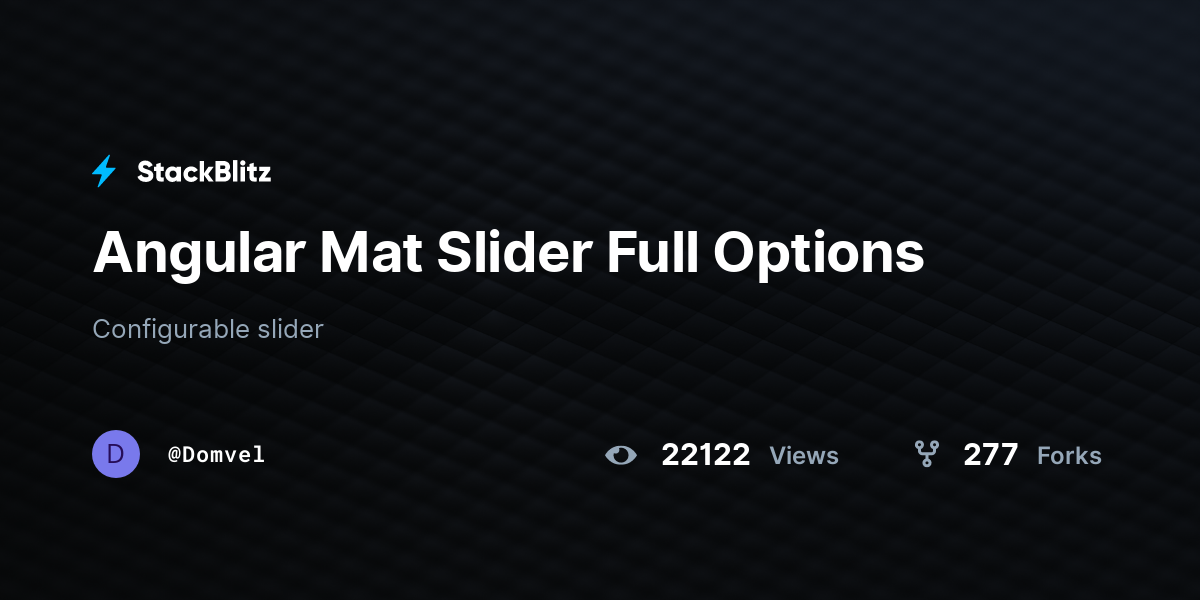 Angular Mat Slider Full Options - StackBlitz
