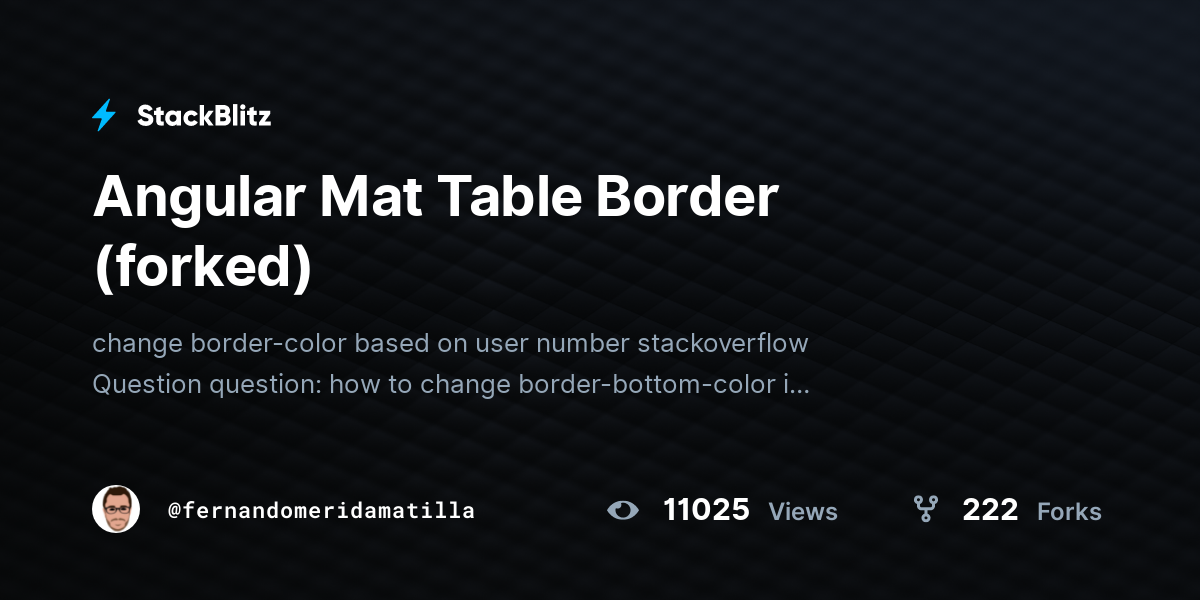 Angular Mat Table Border (forked) StackBlitz