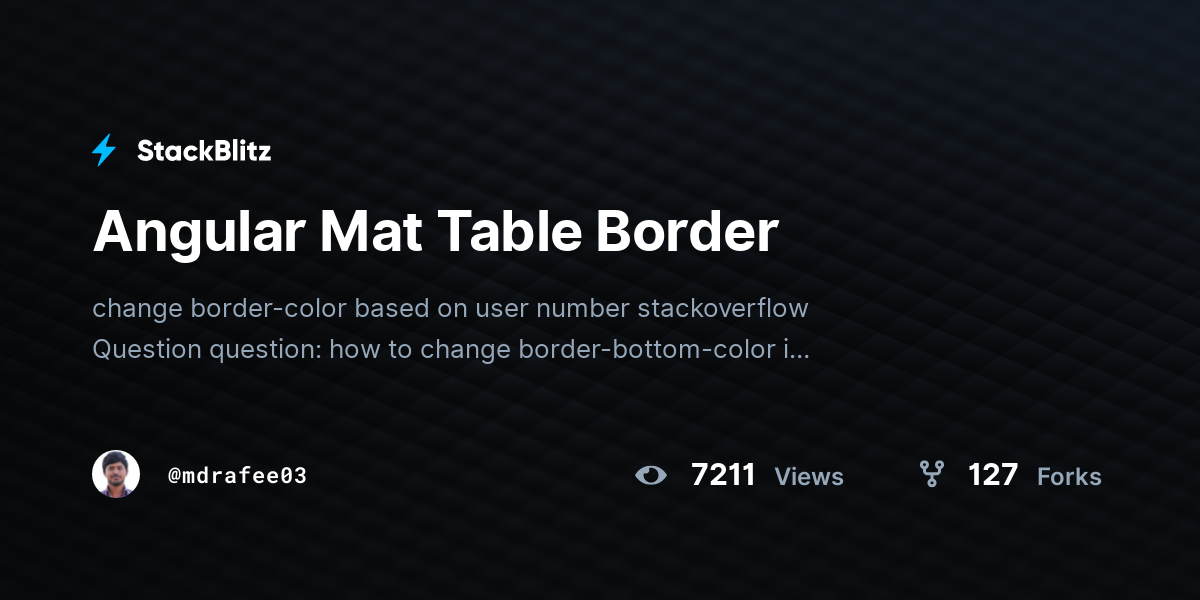 Angular Mat Table Border - StackBlitz