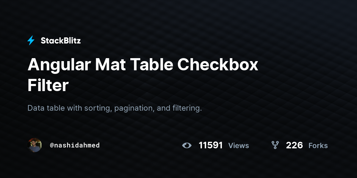 Angular Mat Table Checkbox Filter - StackBlitz