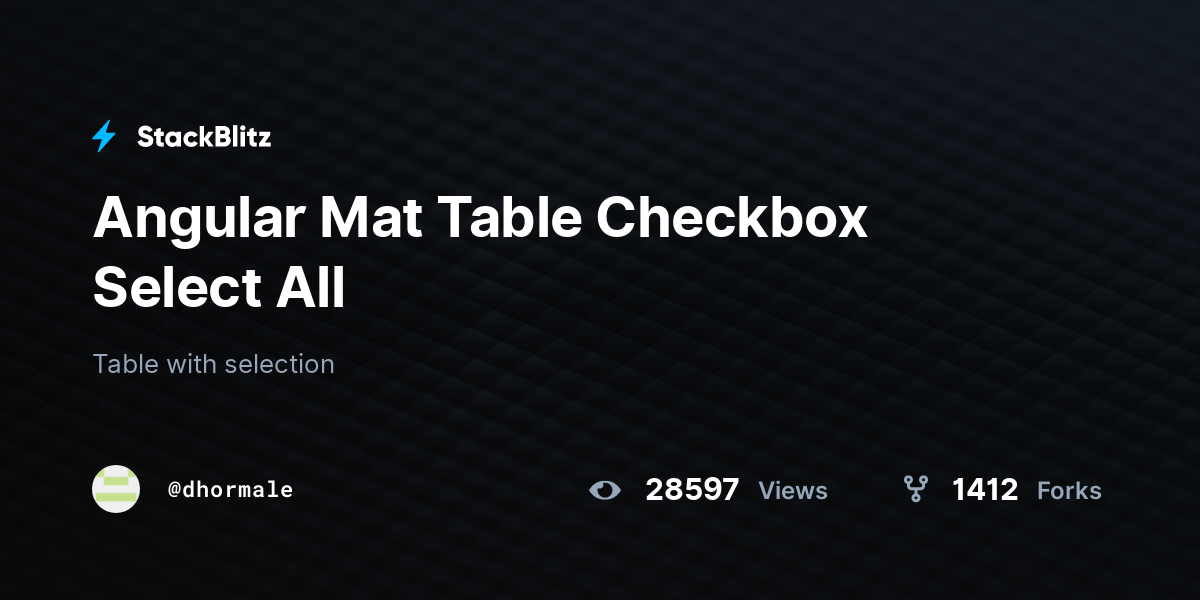 Angular Mat Table Checkbox Select All StackBlitz