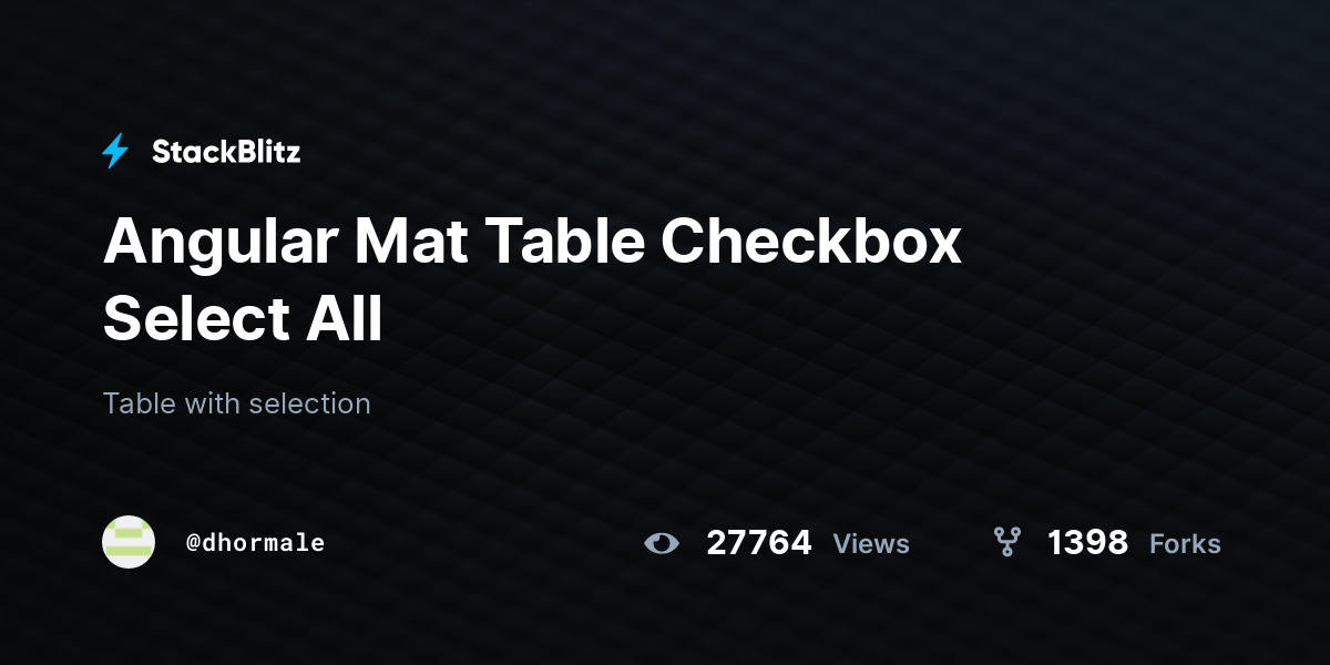 Angular Mat Table Checkbox Select All - StackBlitz