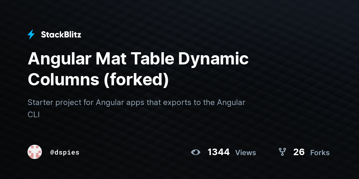 Angular Mat Table Dynamic Columns (forked) - StackBlitz