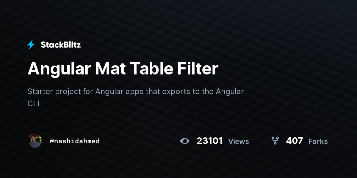 Angular Mat Table Filter StackBlitz