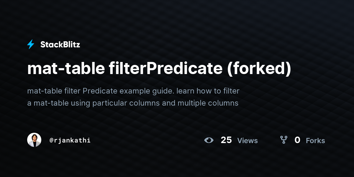 Mat-table FilterPredicate (forked) - StackBlitz