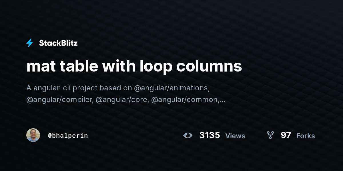 mat table with loop columns - StackBlitz