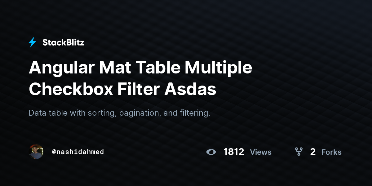 Angular Mat Table Multiple Checkbox Filter Asdas - StackBlitz
